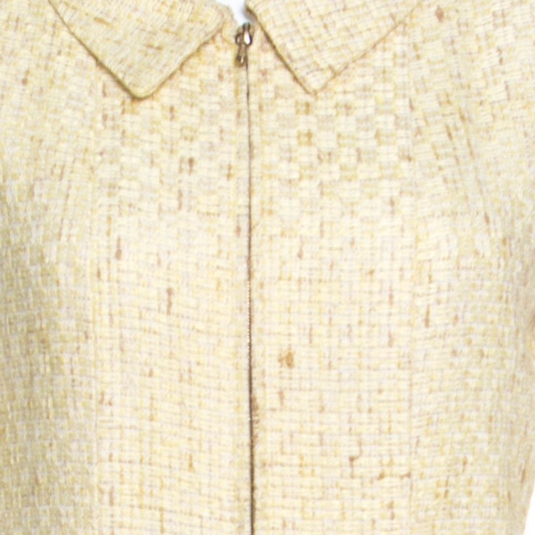 مملوكة مسبقًا Chanel Vintage Yellow Textured Zip Front Coat S