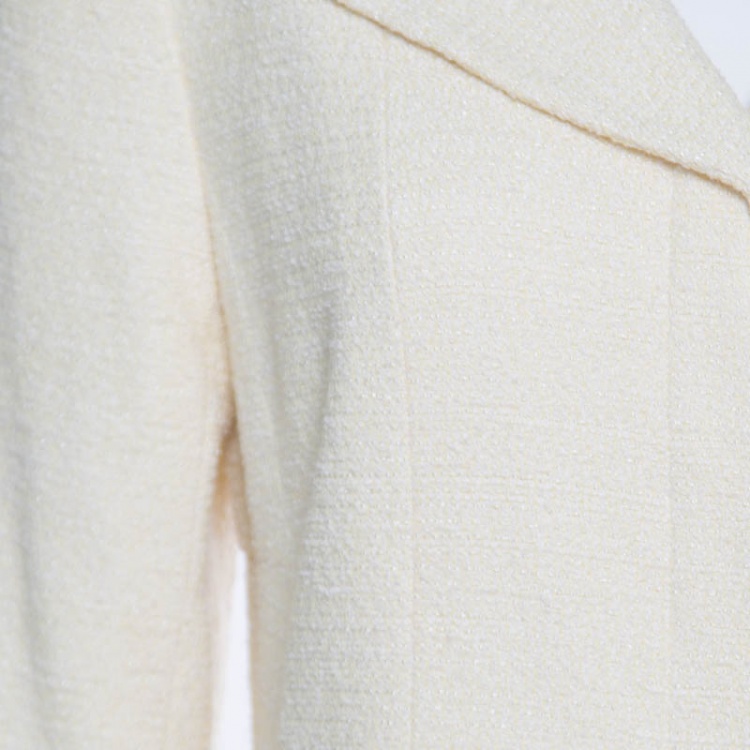 Pre Owned Chanel Vintage Lemon Yellow Textured Concealed Button Jacket L