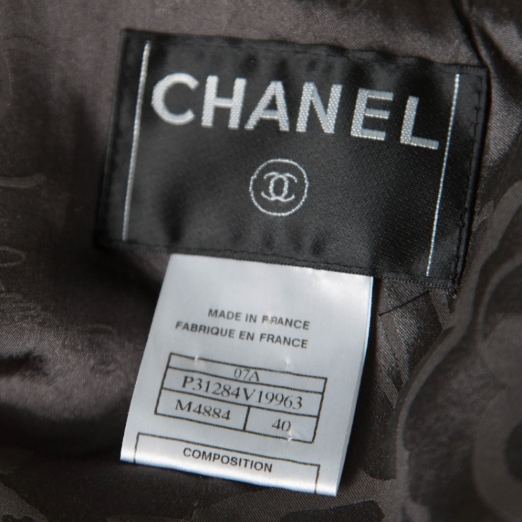 Pre Owned Chanel Textured Ombre Chevron Pattern Double Breasted Blazer M