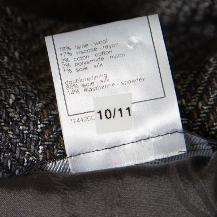 Pre Owned Chanel Textured Ombre Chevron Pattern Double Breasted Blazer M