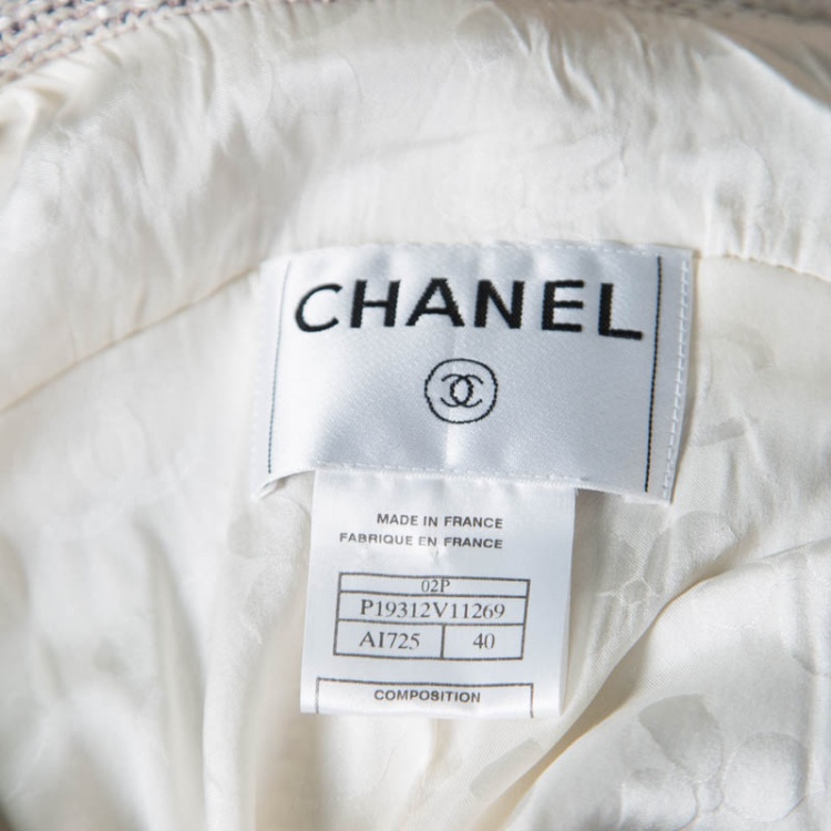 Pre Owned Chanel Vintage Multicolor Textured Zip Front Peplum Jacket M