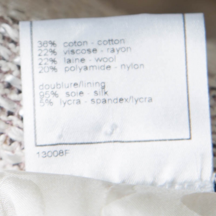 Pre Owned Chanel Vintage Multicolor Textured Zip Front Peplum Jacket M