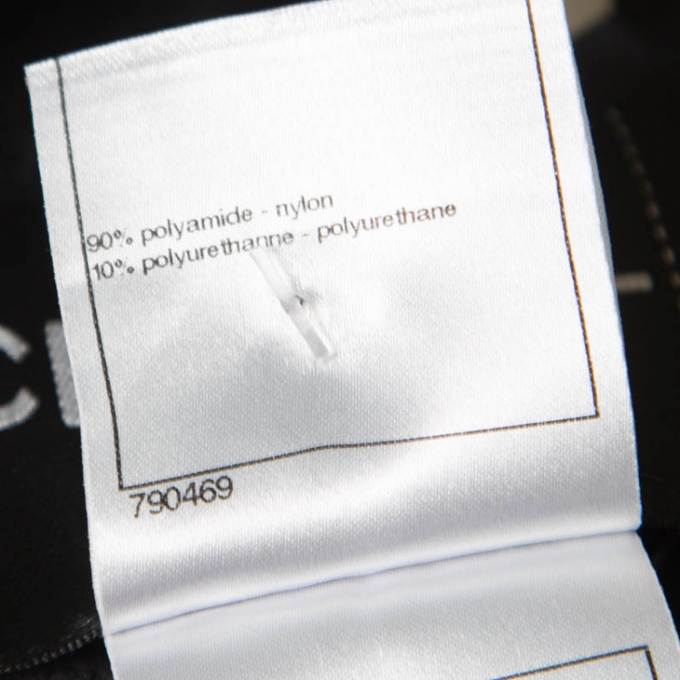 Pre Owned Chanel Black Nylon Smocked Waist Double Breasted Trench Coat M