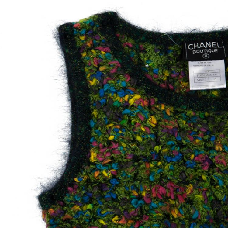 Pre Owned Chanel Multicolor Woven Sleeveless Top M