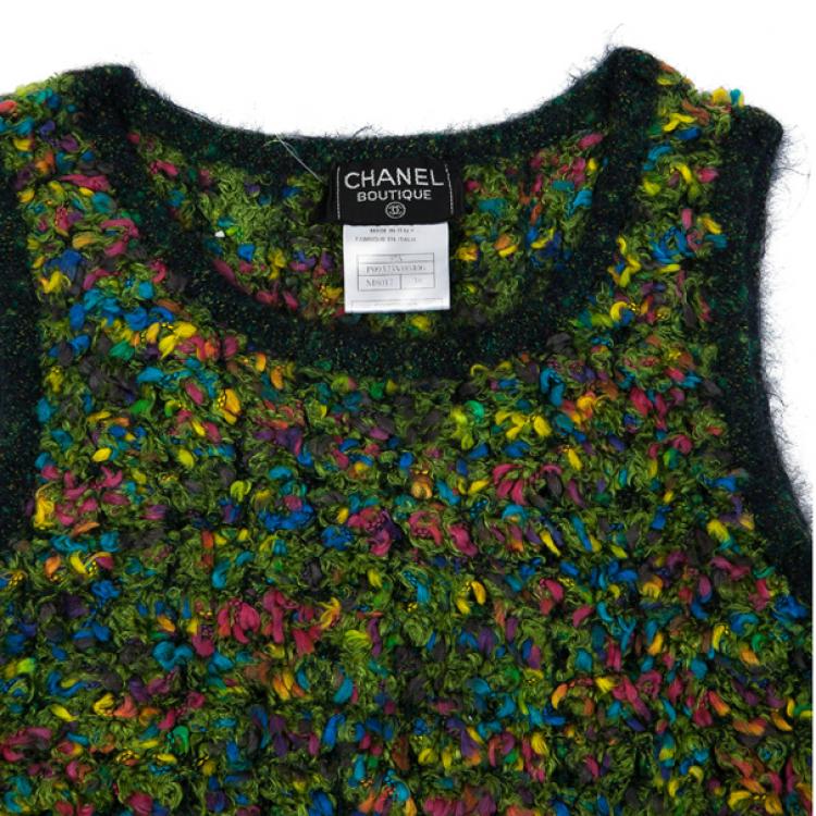 Pre Owned Chanel Multicolor Woven Sleeveless Top M