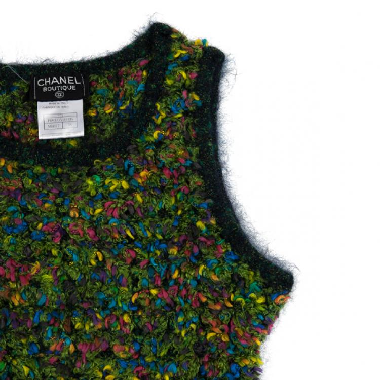 Pre Owned Chanel Multicolor Woven Sleeveless Top M
