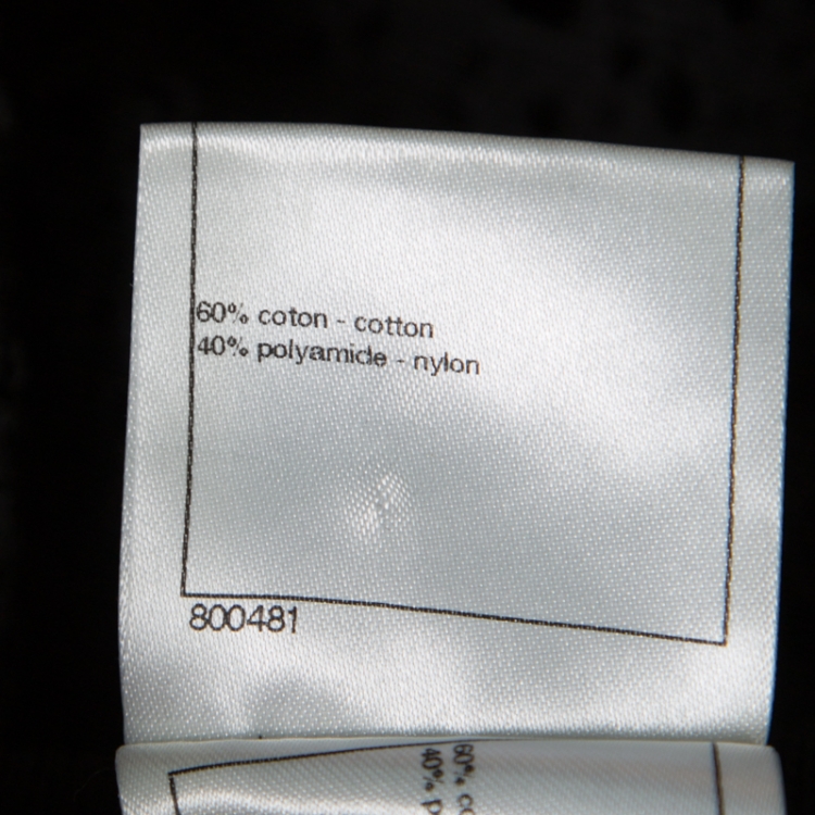 Pre Owned Chanel Black Perforated Knit Button Front Four Pocket Cardigan L