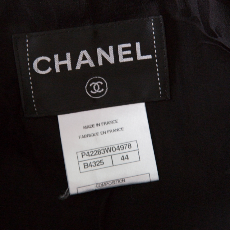 Pre Owned Chanel Sequin Embellished Double Layer Tuxedo Jacket L