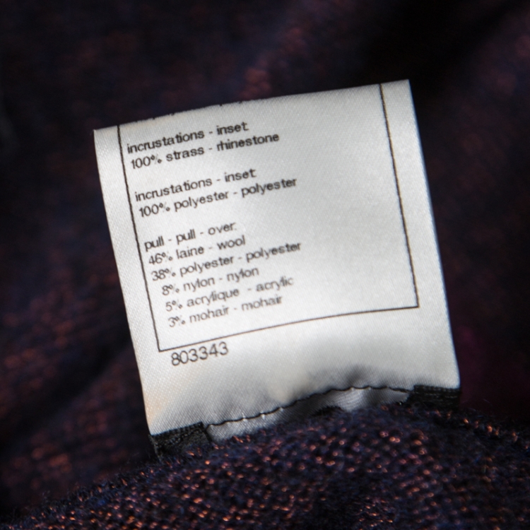 Pre Owned Chanel Multicolor Fuzzy Cashmere Embellished Sweater L