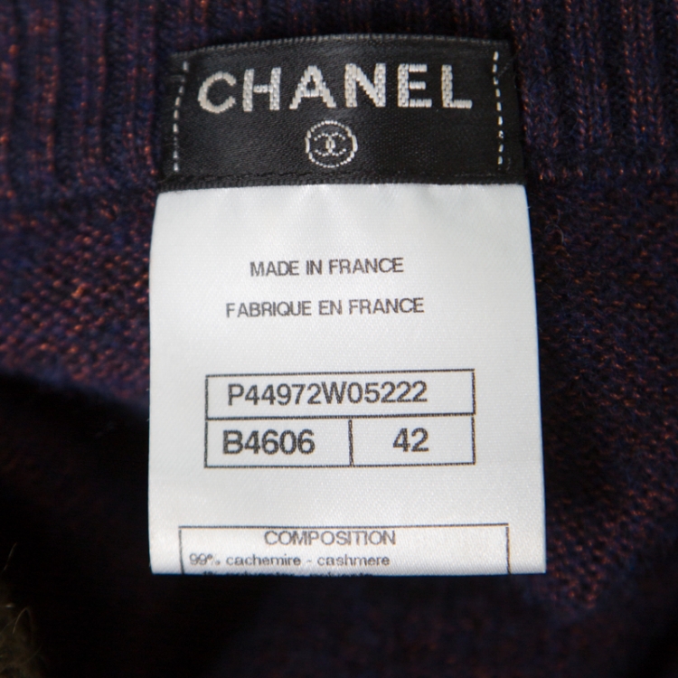 Pre Owned Chanel Multicolor Fuzzy Cashmere Embellished Sweater L