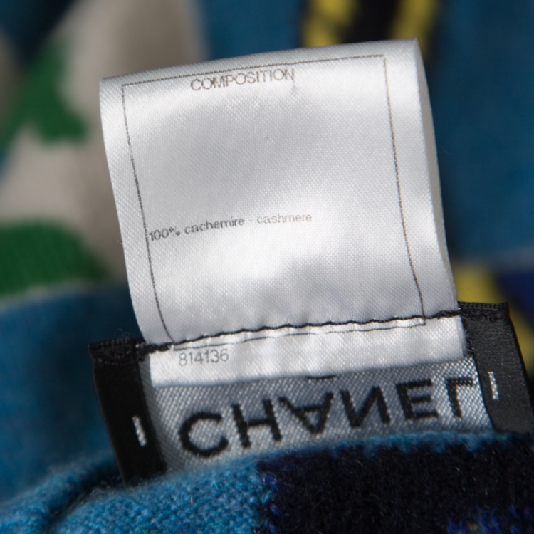 مملوكة مسبقًا Chanel Multicolor Cashmere Floral Jacquard Embellished Button Cardigan M