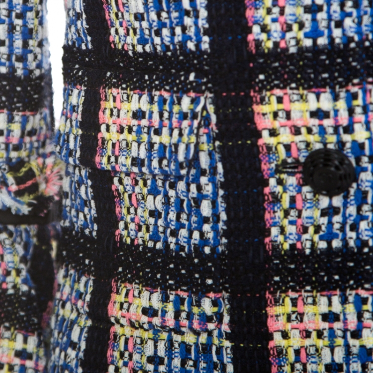 Pre Owned Chanel Multicolor Wool Blend Flounce Sleeve Tweed Blazer S