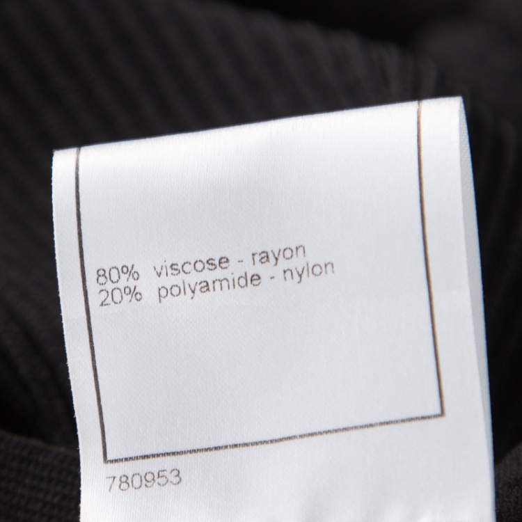 Pre Owned Chanel Black Textured Knit Brooch Embellished Neckline Detail Sleeveless Dress M