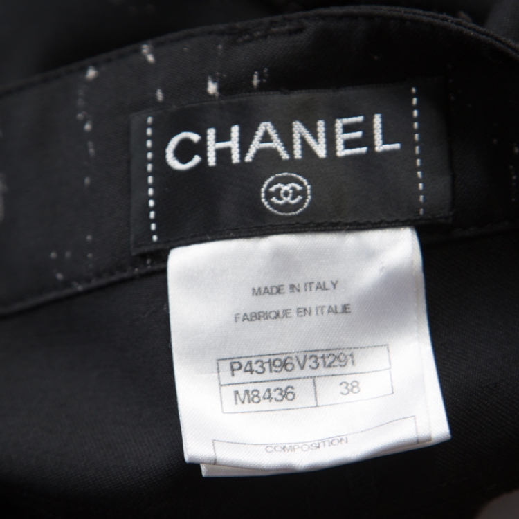 Pre Owned Chanel Black Paint Splatter Printed Wool Pants M