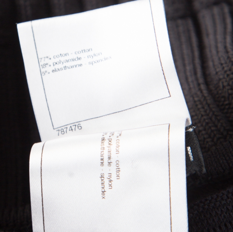 Pre Owned Chanel Black Chunky Rib Knit Off Shoulder Bodycon Dress M