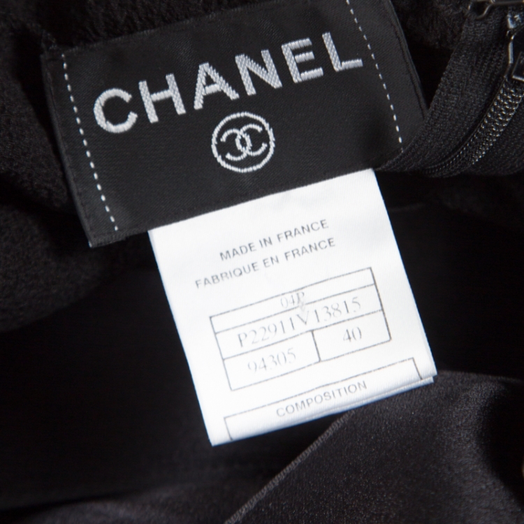 Pre Owned Chanel Vintage Black Textured Silk Crepe Ruched Halter Dress M