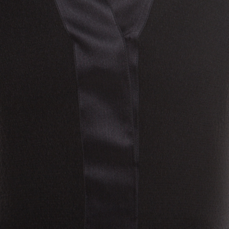 Pre Owned Chanel Vintage Black Textured Silk Crepe Ruched Halter Dress M