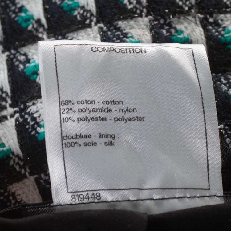 Pre Owned Chanel Turquoise Patterned Cotton Jacquard Paris-Seoul Blazer S
