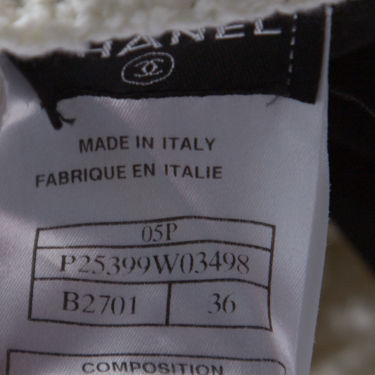 Pre Owned Chanel Monochrome Knit Crochet Blazer Top and Maxi Skirt Set S