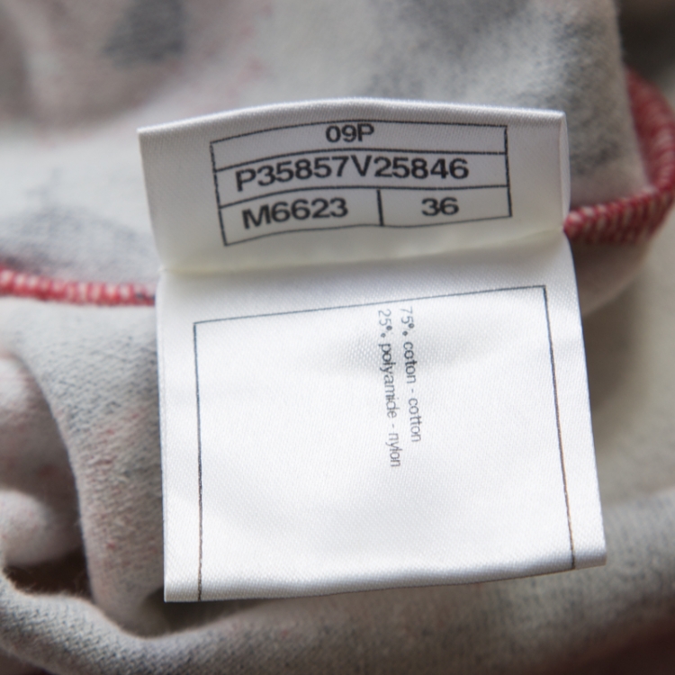 Pre Owned Chanel Red Printed Velvet Racerback Top S