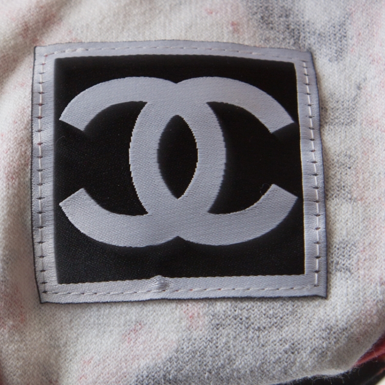 Pre Owned Chanel Red Printed Velvet Racerback Top S