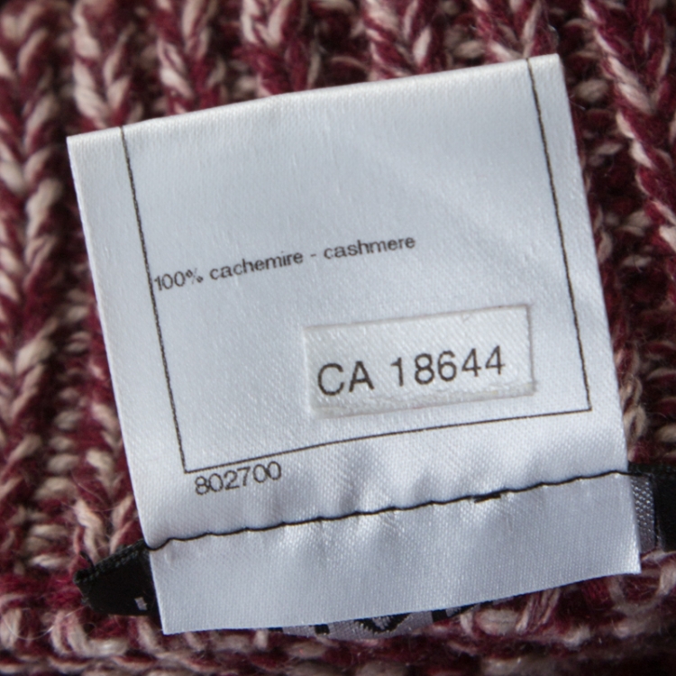 Pre Owned Chanel Wine Red Textured Knit Cashmere Button Front Long Cardigan M