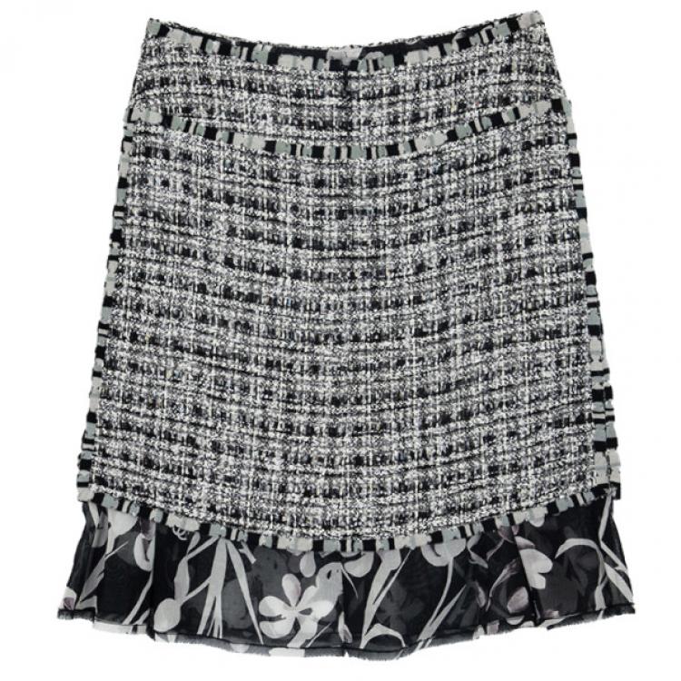 Pre Owned Chanel Tweed Skirt Suit L