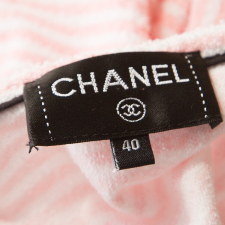 Pre Owned Chanel Light Pink Terry Crew Neck T-Shirt M 