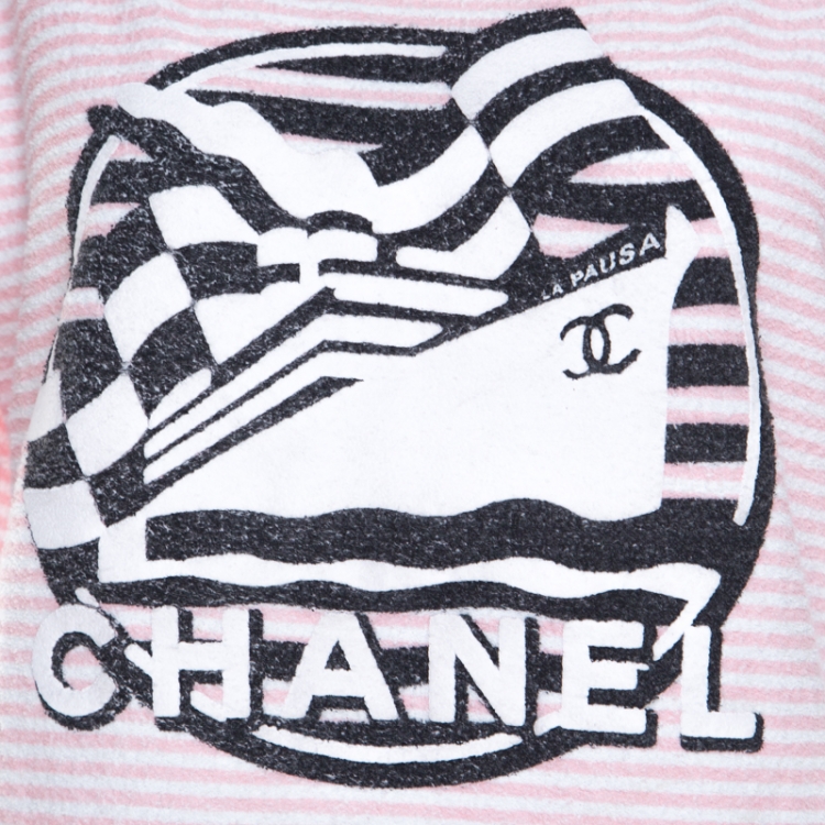 Pre Owned Chanel Light Pink Terry Crew Neck T-Shirt M 