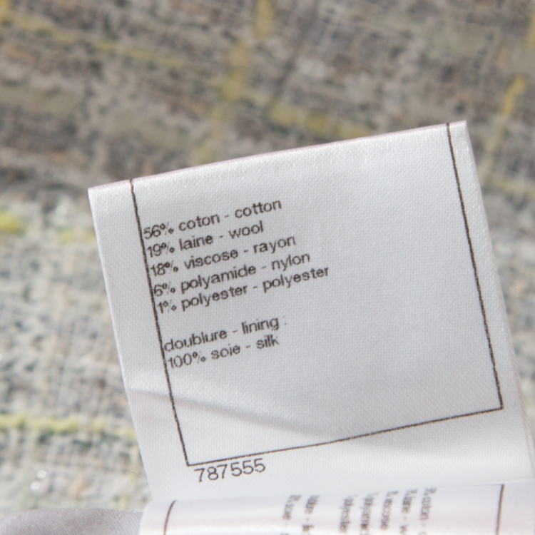 Pre Owned Chanel Pastel Green Lesage Tweed Pencil Skirt L 