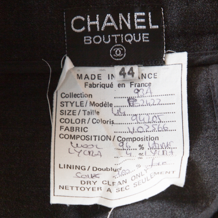 Pre Owned Chanel Vintage Charcoal Grey Wool Maxi Skirt L