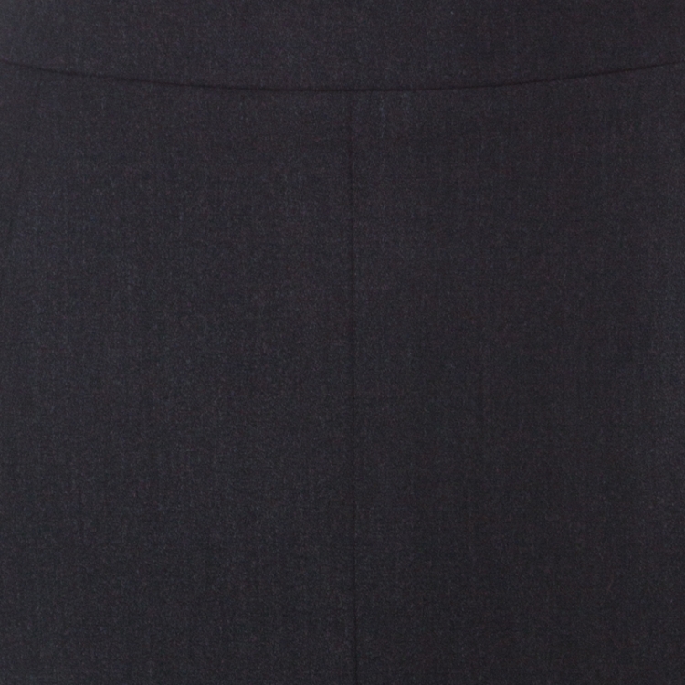 Pre Owned Chanel Vintage Charcoal Grey Wool Maxi Skirt L