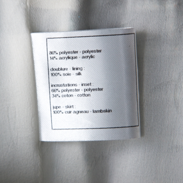 Pre Owned Chanel Green & White Tweed and Lambskin Iridescent Detail Dress M