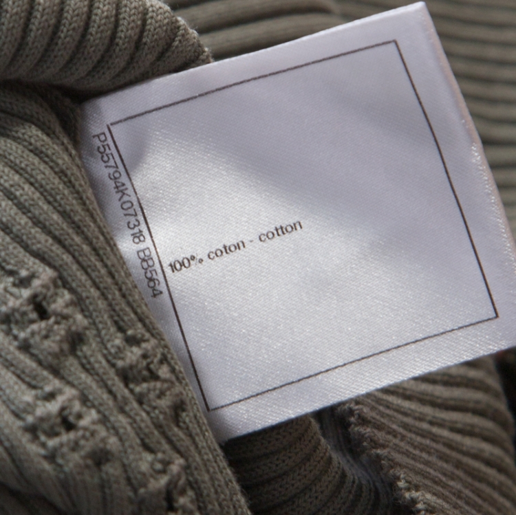 Pre Owned Chanel Olive Green Ribbed Knit Coco Cuba Sleeveless Top M