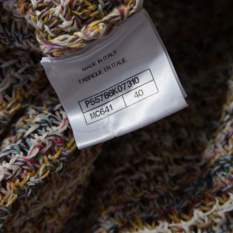 Pre Owned Chanel Multicolor Striped Knit Flared Maxi Dress M 