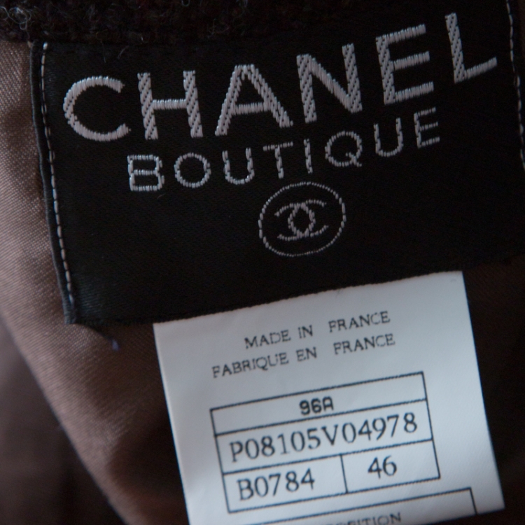 Pre Owned Chanel Boutique Vintage Brown Wool Tweed Jacket XL