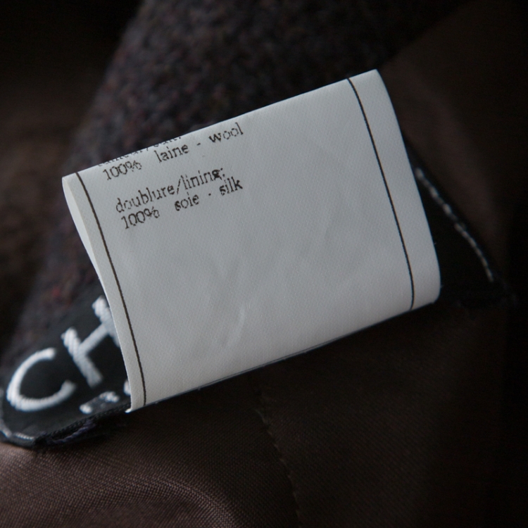 Pre Owned Chanel Boutique Vintage Brown Wool Tweed Jacket XL