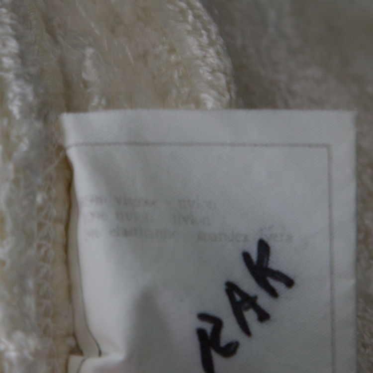 Pre Owned Chanel Off White Velvet Feel Button Detail Cardigan M