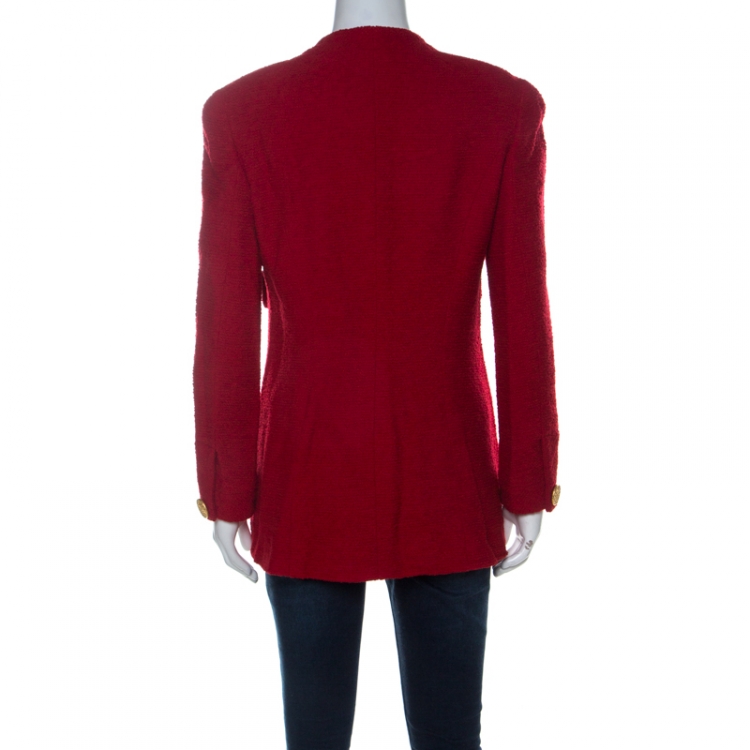 مملوكة مسبقًا Chanel Red Wool Zipper Detail Vintage Blazer M