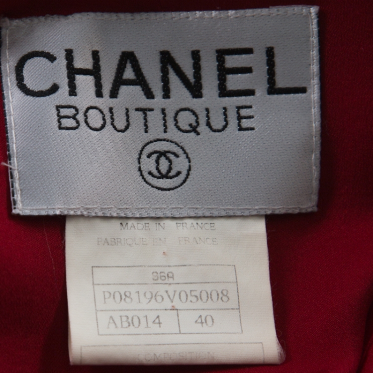 Pre Owned Chanel Boutique Vintage Red Cashmere Cropped Jacket M 