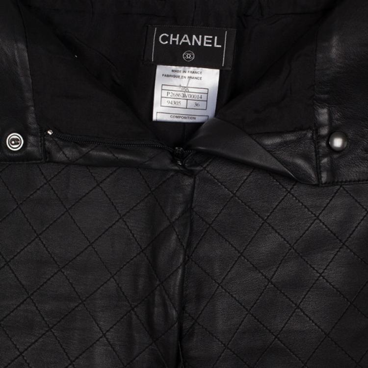 Pre Owned Chanel Quilted Stitch Leather Pants S 