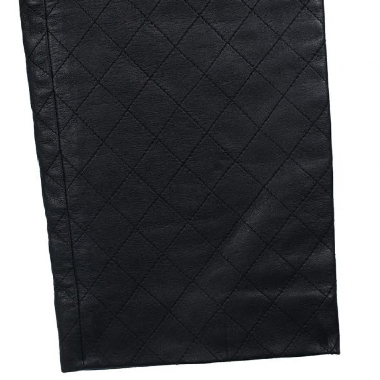 Pre Owned Chanel Quilted Stitch Leather Pants S 