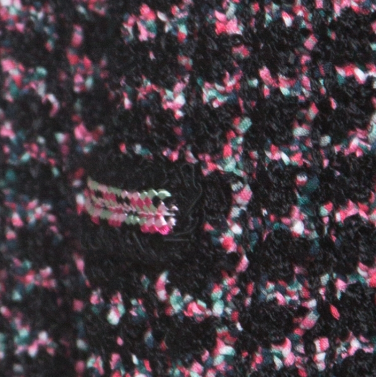 Pre Owned Chanel Black & Pink Tweed Neck Chain Detail Jacket L