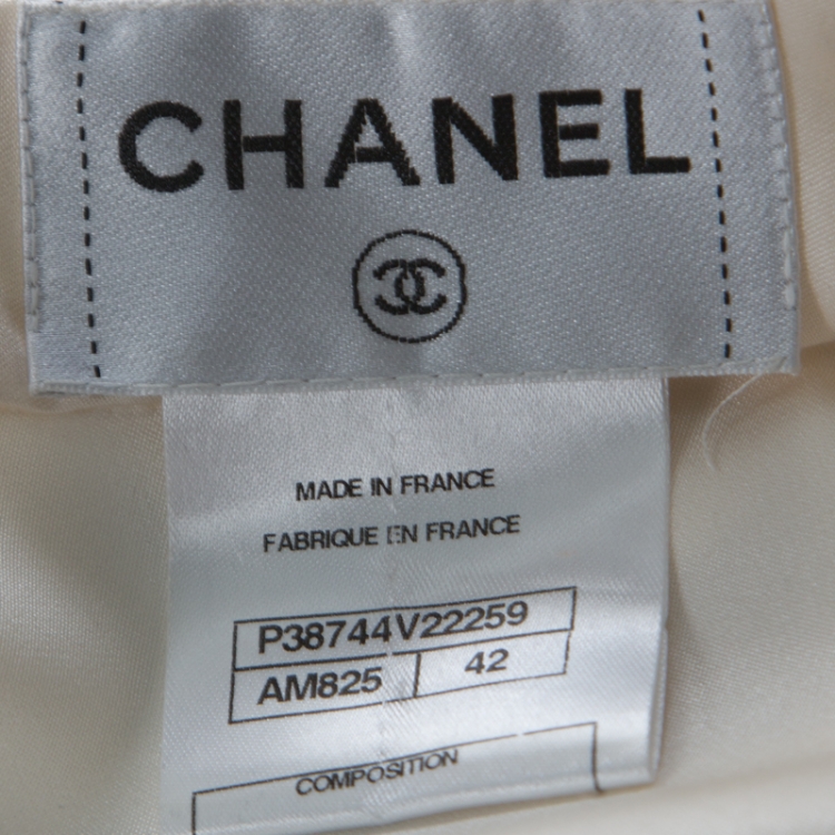 Pre Owned Chanel Cream Silk Gold Button Detail Blouse L
