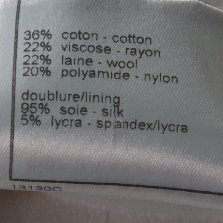 Pre Owned Chanel Beige Tweed Button Front Jacket  L