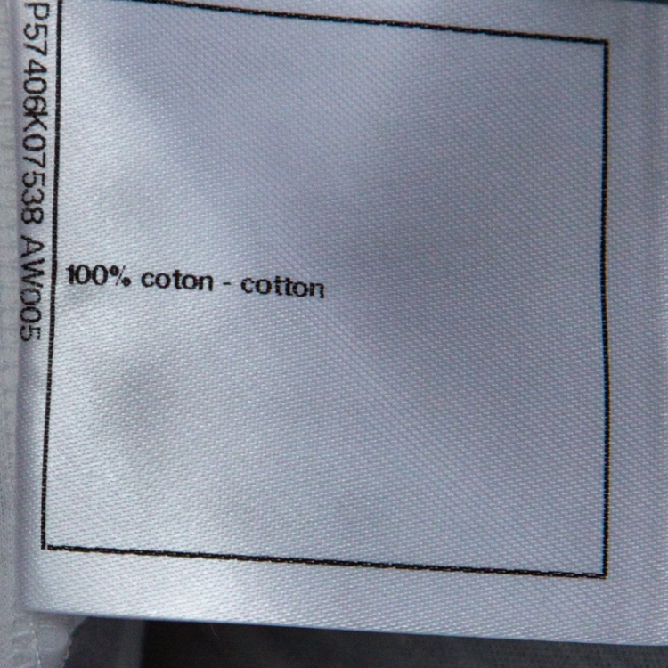 Pre Owned Chanel White Cotton Long Sleeve Velvet Detail Gabrielle T Shirt S