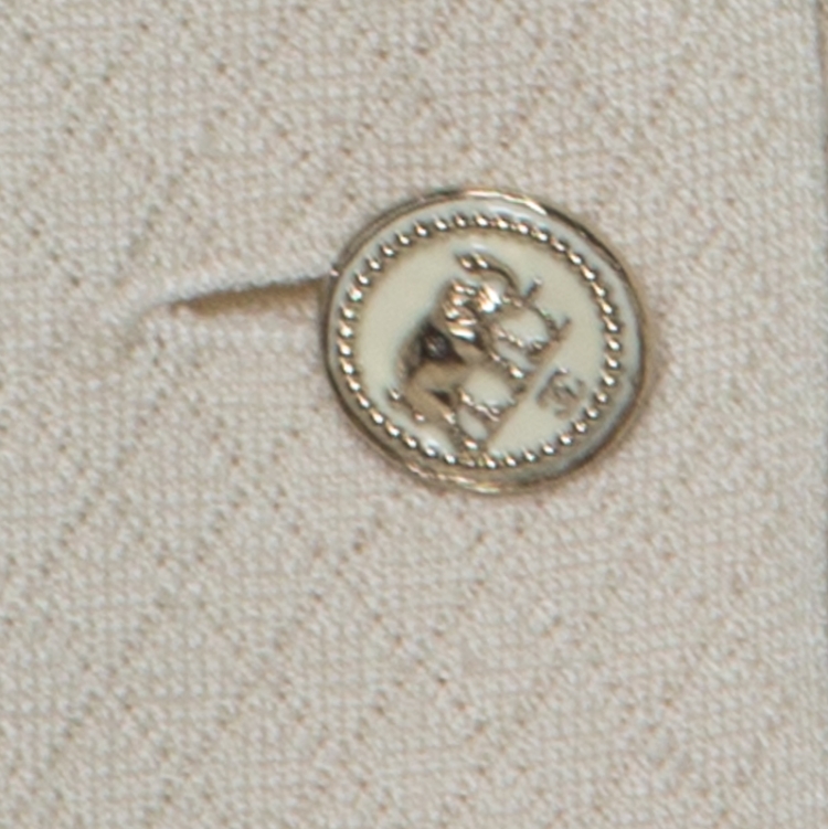 Pre Owned Chanel Ivory Geometric Knit Silk Blend Mandarin Collar Vest Jacket S