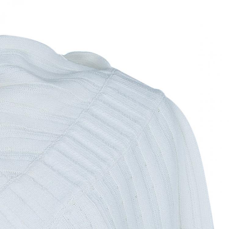 Pre Owned Chanel White Circular Knit Top S