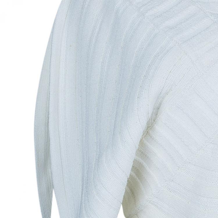 Pre Owned Chanel White Circular Knit Top S