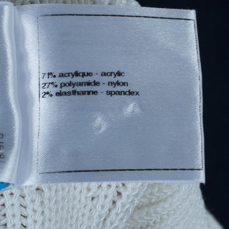 Pre Owned Chanel White Circular Knit Top S